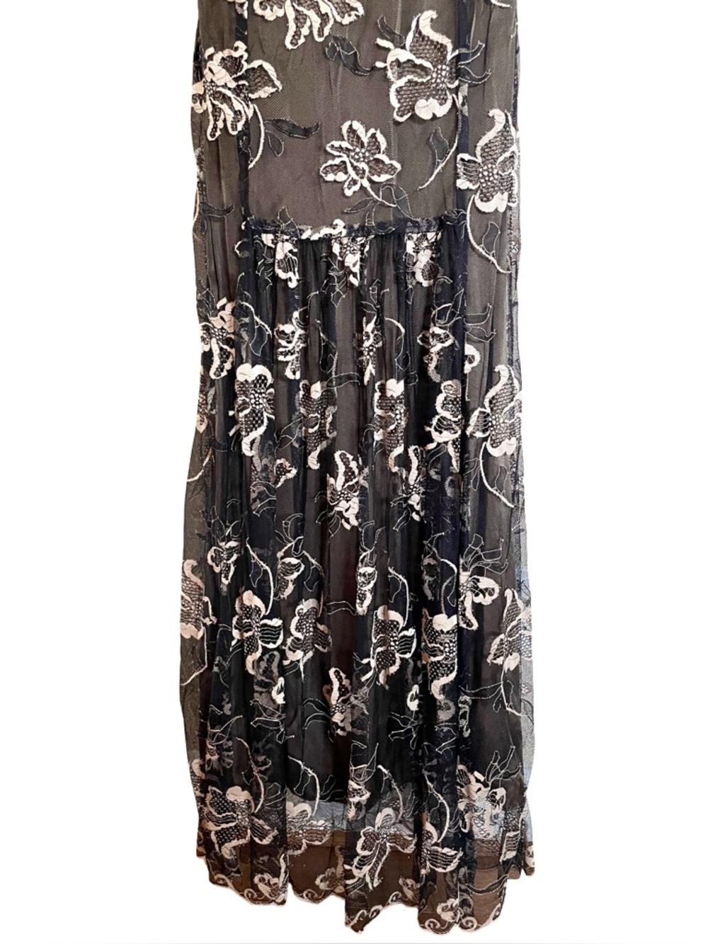 James Coviello Olive Lace Floral Maxi Dress Size 4 Romantic - Picture 5 of 6